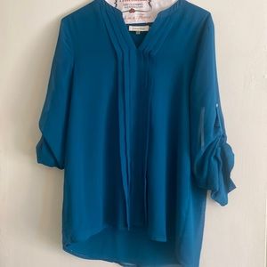 Calvin Klein Pleated Teal Blouse
